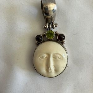 Pendent Hand Carved Goddess Moon Face